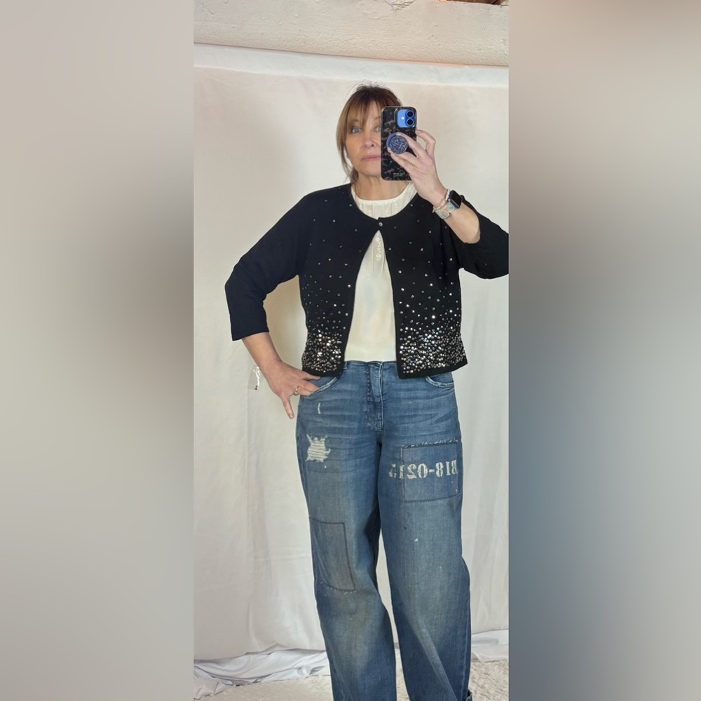 Jessica Howard Black and Silver Embellished Blazer